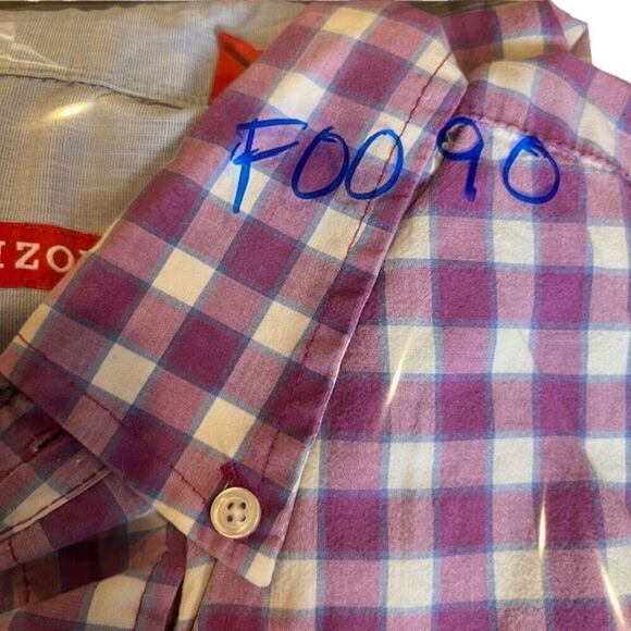 IZOD Men's Purple Checked Button Down Shirt Contrast Cuff Size Medium - Picture 10 of 10